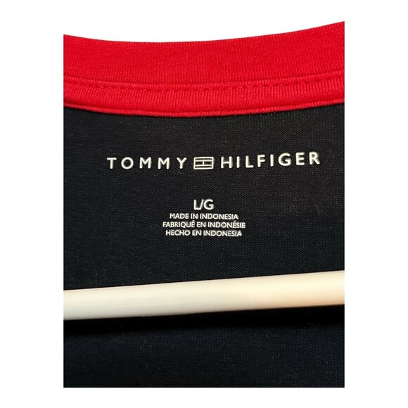 Tommy Hilfiger Women’s Navy Short Sleeve Logo Tape T-Shirt Dress Size L - Picture 2 of 4